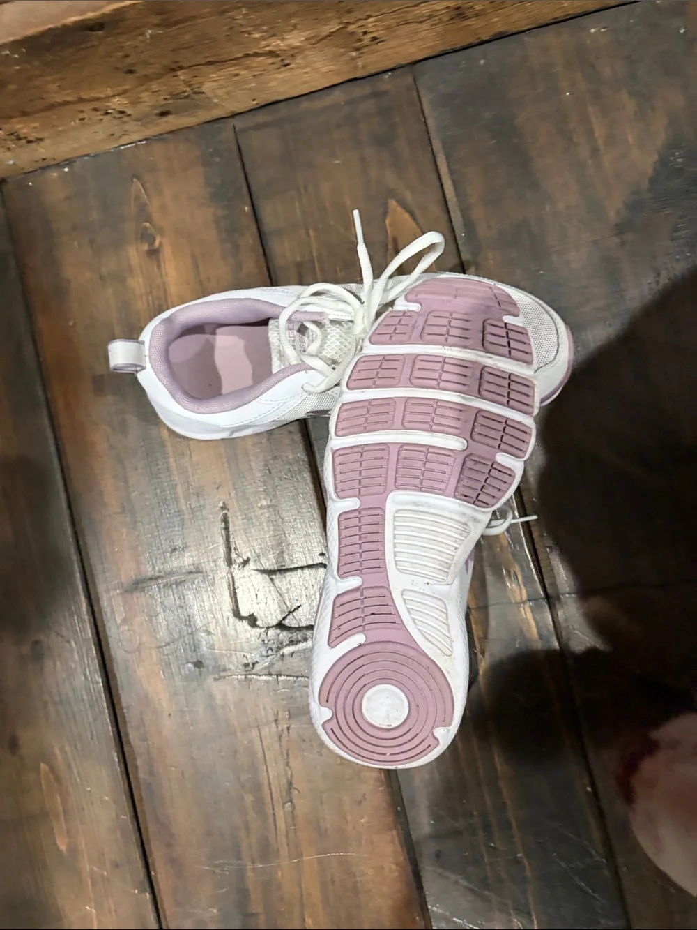 Under Armour Girls White and Light Pink Athletic Sneakers